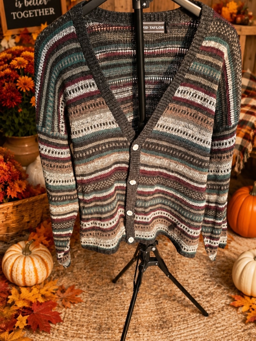 David Taylor Multicolor Striped Knit Cardigan - Women's